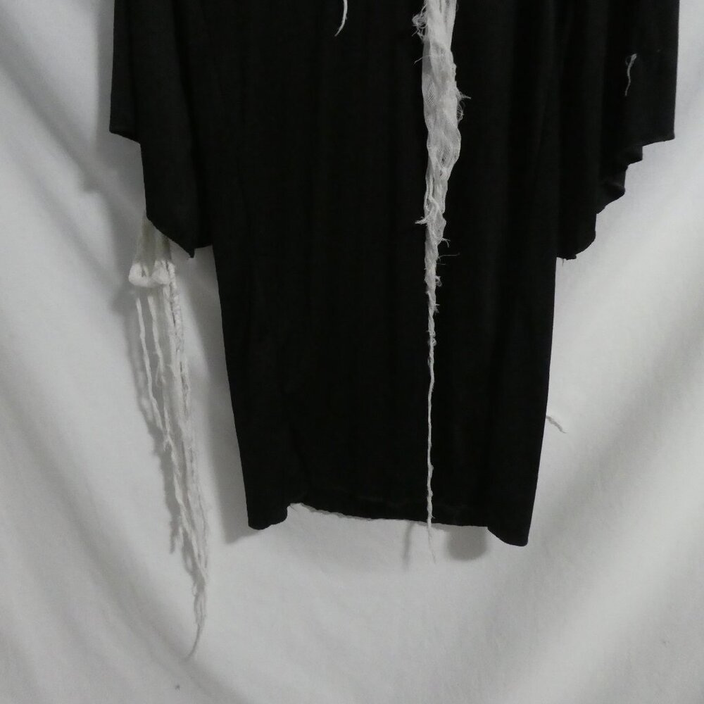 Black Skeleton Reaper Hooded Robe | large | Exposed Rib Cage | Dangling Webbing - Picture 16 of 16